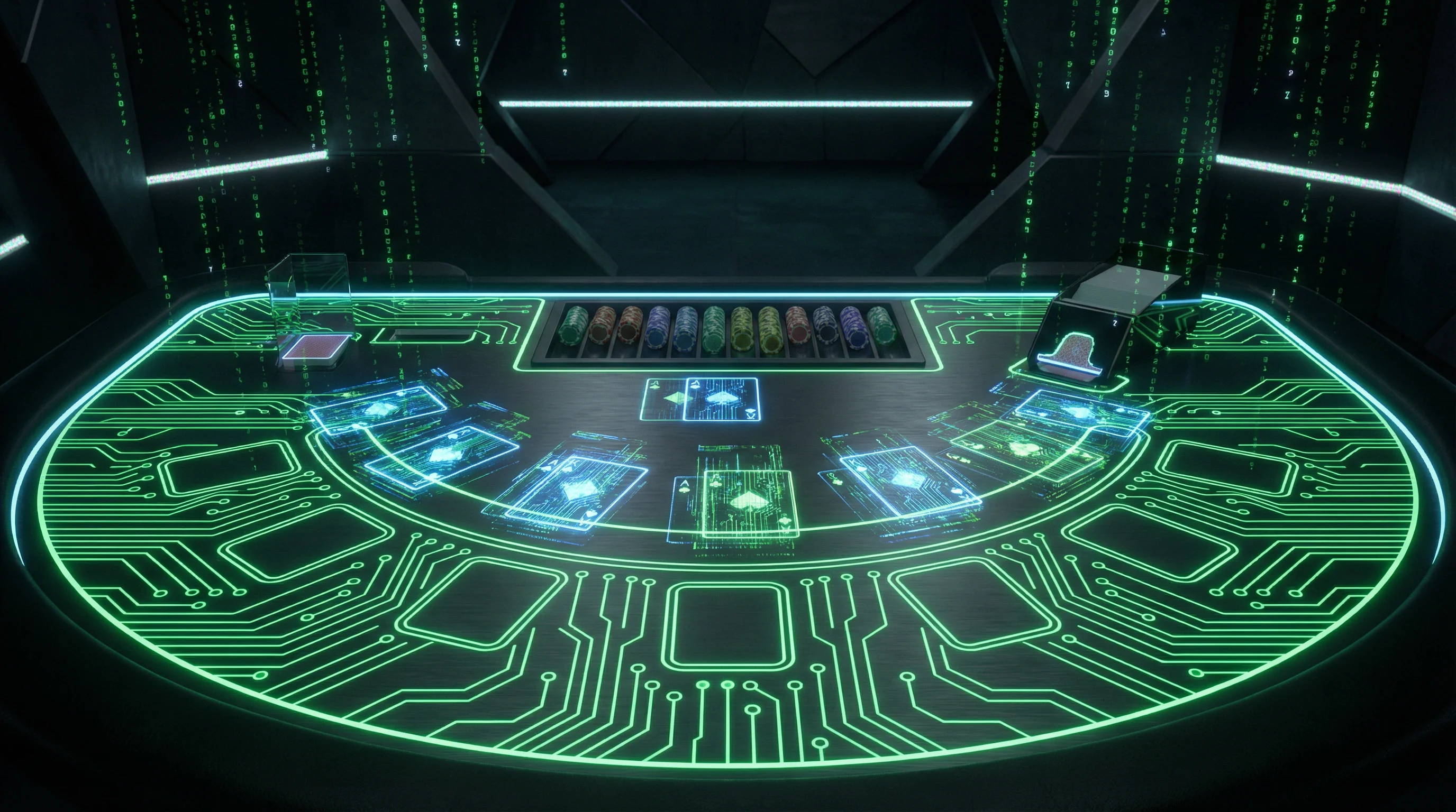 Mesa de blackjack digital com design cyberpunk no bravobet