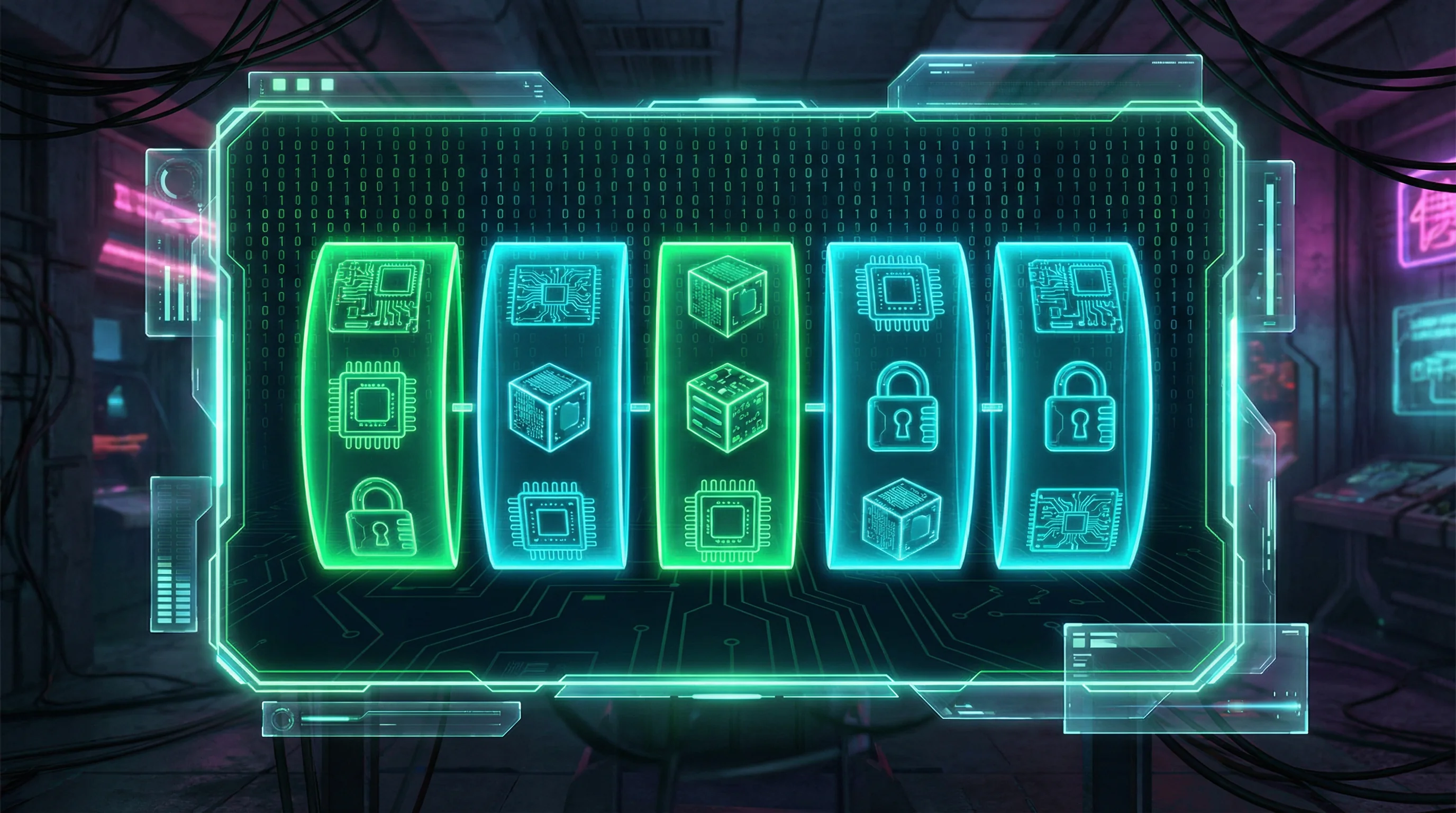 Interface futurista de caça-níqueis digital no bravobet